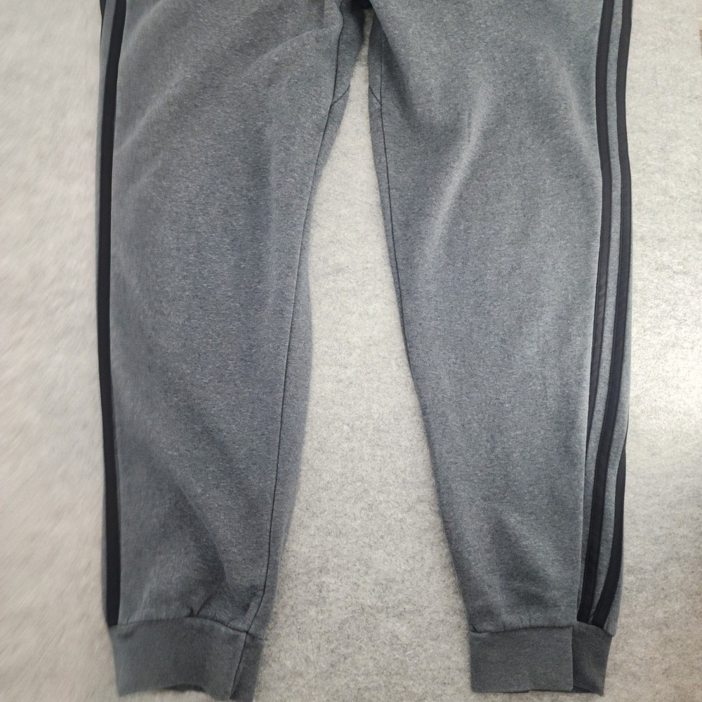 Adidas Mens Large | Gray 3-Stripe Fleece Joggers Sweatpants Athleisure Gray - Picture 3 of 7